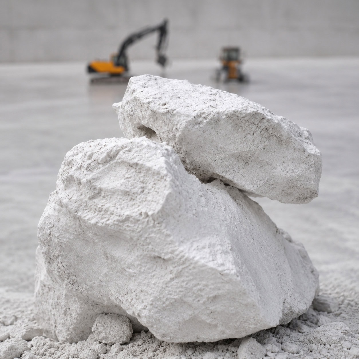 Raw stone material samples at a quarry site collected for materials characterization testing